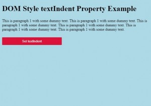 HTML DOM Style textIndent Thuộc tính 