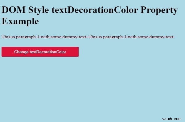 HTML DOM Style textDecorationColor thuộc tính 
