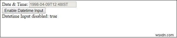 Thuộc tính ngày giờ đầu vào HTML DOM đã bị vô hiệu hóa 