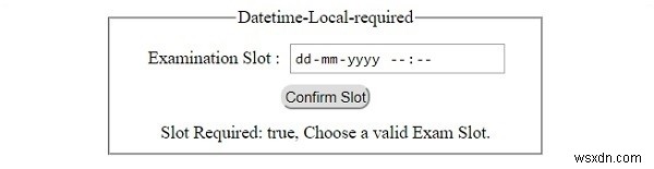 HTML DOM Input DatetimeLocal bắt buộc thuộc tính 