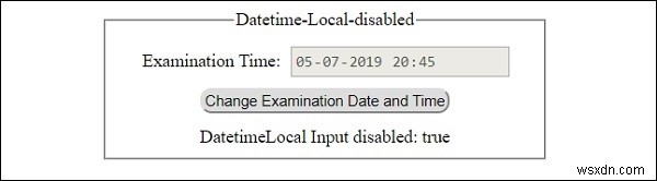 HTML DOM Input DatetimeLocal Thuộc tính bị vô hiệu hóa 