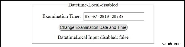 HTML DOM Input DatetimeLocal Thuộc tính bị vô hiệu hóa 