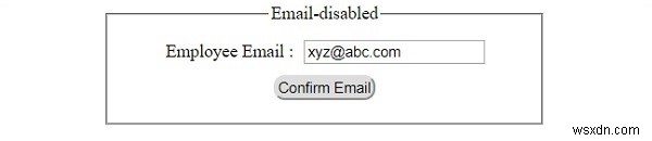 Thuộc tính email đầu vào HTML DOM đã bị vô hiệu hóa 