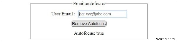 HTML DOM Input Email Thuộc tính tự động lấy nét 