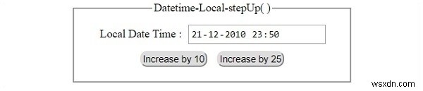 HTML DOM Input DatetimeLocal stepUp () Phương thức 