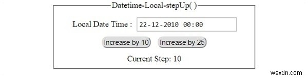 HTML DOM Input DatetimeLocal stepUp () Phương thức 