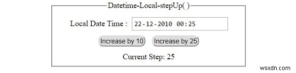 HTML DOM Input DatetimeLocal stepUp () Phương thức 