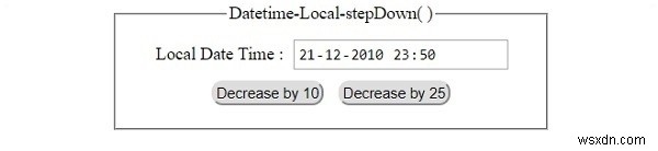 HTML DOM Input DatetimeLocal Phương thức stepDown () 