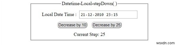 HTML DOM Input DatetimeLocal Phương thức stepDown () 