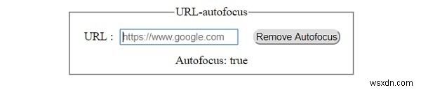 Thuộc tính tự động lấy nét URL đầu vào HTML DOM 