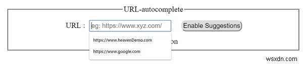 Thuộc tính tự động hoàn thành URL đầu vào HTML DOM 