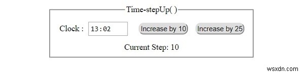 Thời gian nhập HTML DOM StepUp () Phương pháp 