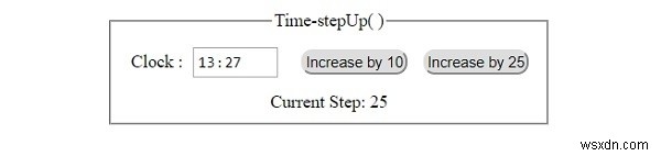 Thời gian nhập HTML DOM StepUp () Phương pháp 