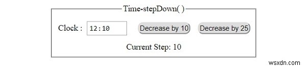 HTML DOM Thời gian nhập bước Phương thứcDown () 