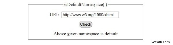 Phương thức HTML DOM isDefaultNamespace () 