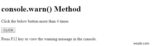 Phương thức HTML DOM console.warn () 