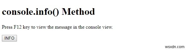 Phương thức HTML DOM console.info () 