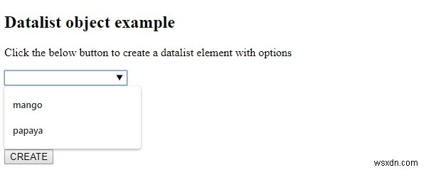 Đối tượng Datalist HTML DOM 