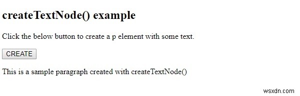 Phương thức HTML DOM createTextNode () 