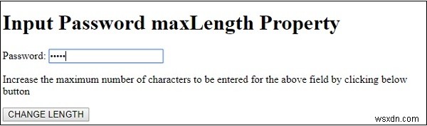 HTML DOM Input Password maxLength Thuộc tính 