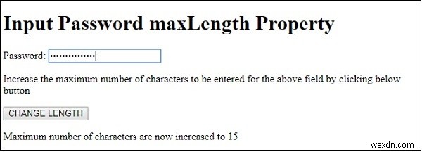 HTML DOM Input Password maxLength Thuộc tính 