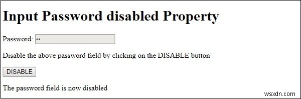 Thuộc tính mật khẩu nhập DOM HTML bị vô hiệu hóa 