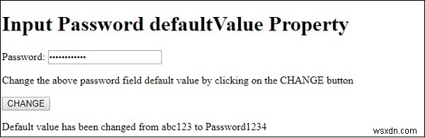 HTML DOM Input Password default Thuộc tính giá trị 