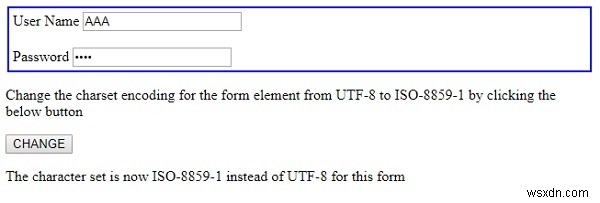 HTML DOM Form acceptCharset Thuộc tính 