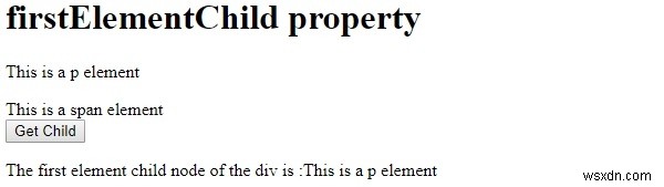 Thuộc tính HTML DOM firstElementChild 