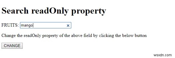 HTML DOM Input Search thuộc tính readOnly 