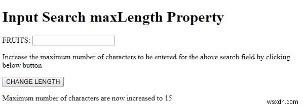 HTML DOM Input Search Thuộc tính maxLength 