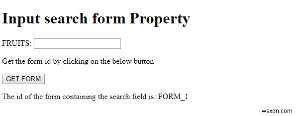 HTML DOM Input Form Search Thuộc tính 