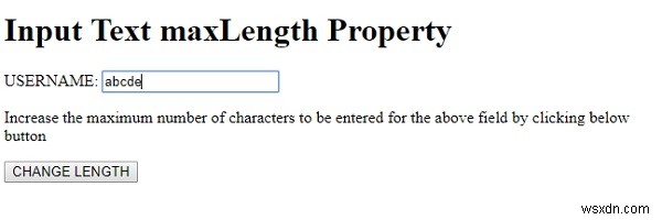 HTML DOM Văn bản đầu vào Thuộc tính maxLength 