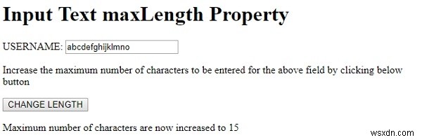 HTML DOM Văn bản đầu vào Thuộc tính maxLength 