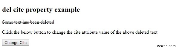 HTML DOM del cite Thuộc tính 