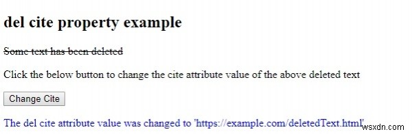 HTML DOM del cite Thuộc tính 