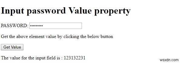 HTML DOM Input Thuộc tính giá trị mật khẩu 