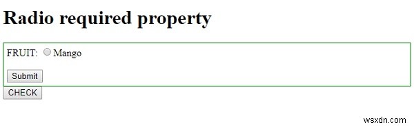 HTML DOM Input Radio thuộc tính bắt buộc 