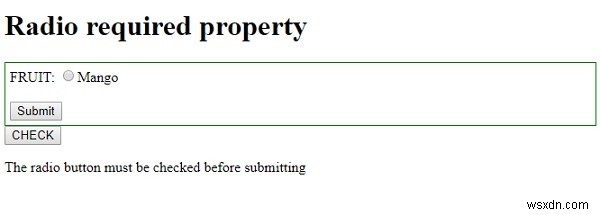 HTML DOM Input Radio thuộc tính bắt buộc 