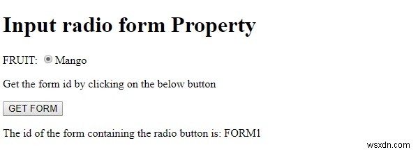HTML DOM Input Dạng radio Thuộc tính 
