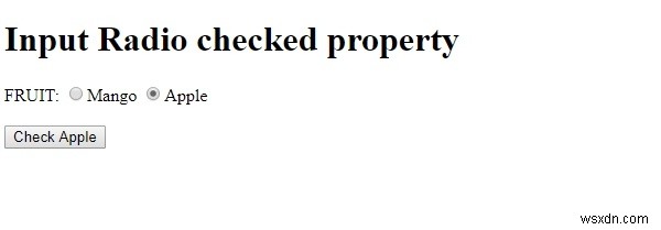 HTML DOM Input Radio đã kiểm tra Thuộc tính 
