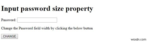 HTML DOM Input Thuộc tính kích thước mật khẩu 