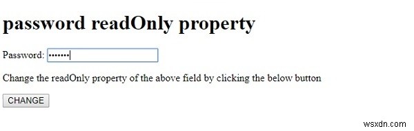 HTML DOM Input Password Thuộc tính readOnly 