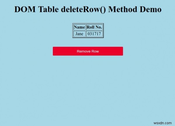 Bảng HTML DOM Phương thức deleteRow () 