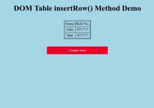 HTML DOM Table insertRow () Phương thức 