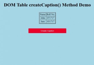 HTML DOM Table createCaption () Phương thức 