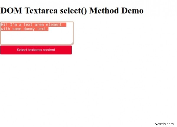 HTML DOM Textarea select () Phương thức 