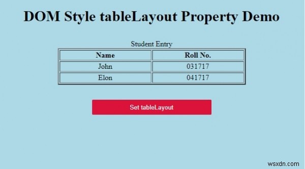 HTML DOM Style tableLayout Thuộc tính 