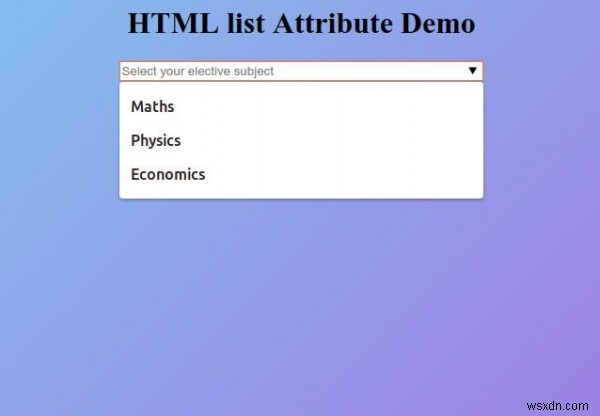 Thuộc tính danh sách HTML 
