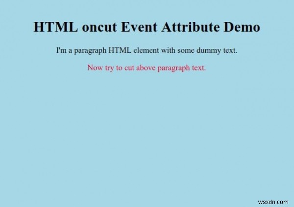 Thuộc tính sự kiện oncut HTML 